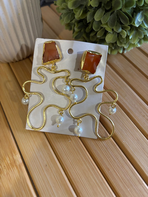 Asymmetric Crystal and Pearl Earring