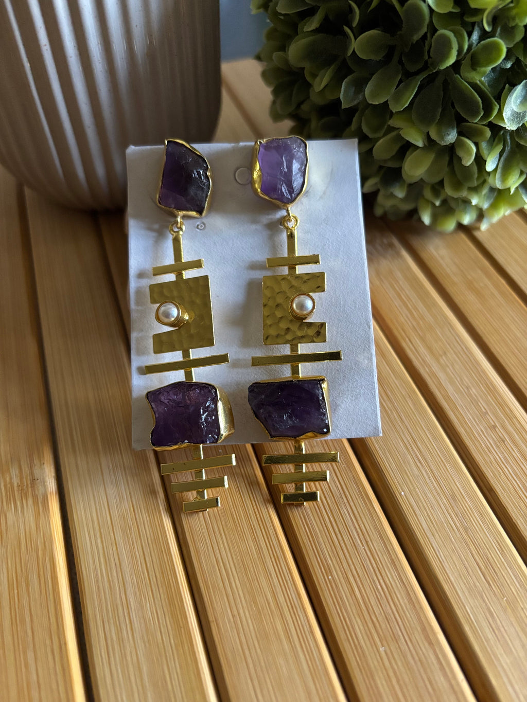 Long Crystal purple Earring