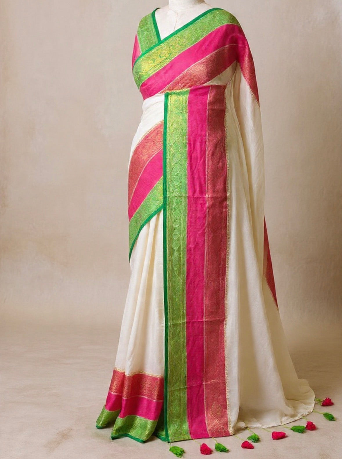 Soft Mul Cotton Saree with Multicolour Border