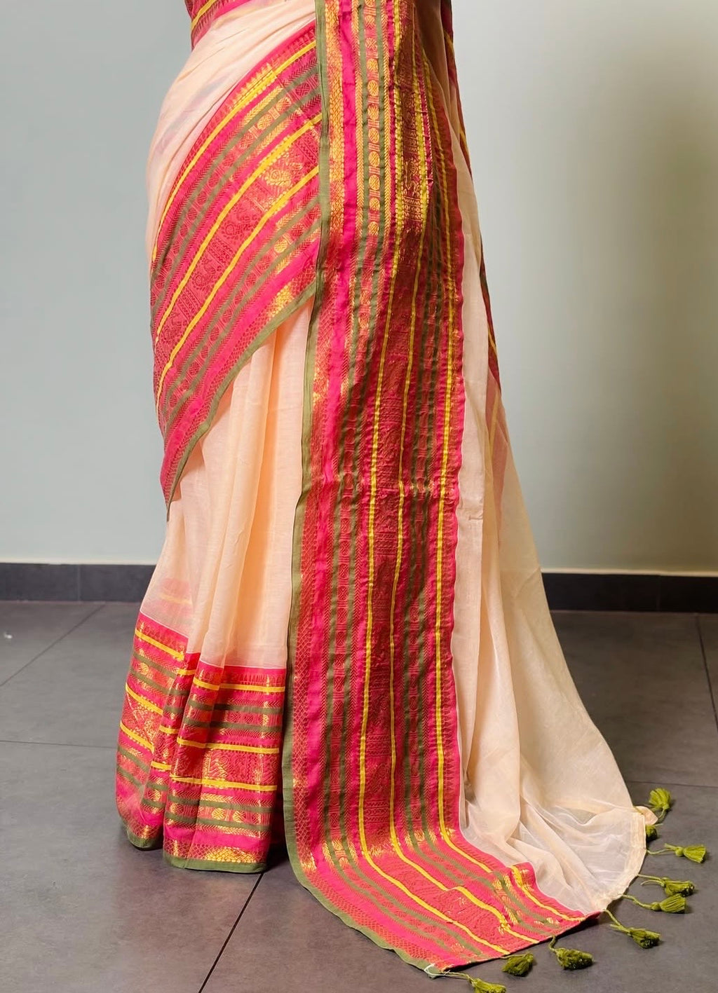 Soft Mul Cotton Saree with Rich Multi Border