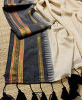 Soft Mul Cotton Saree - Black Temple Border