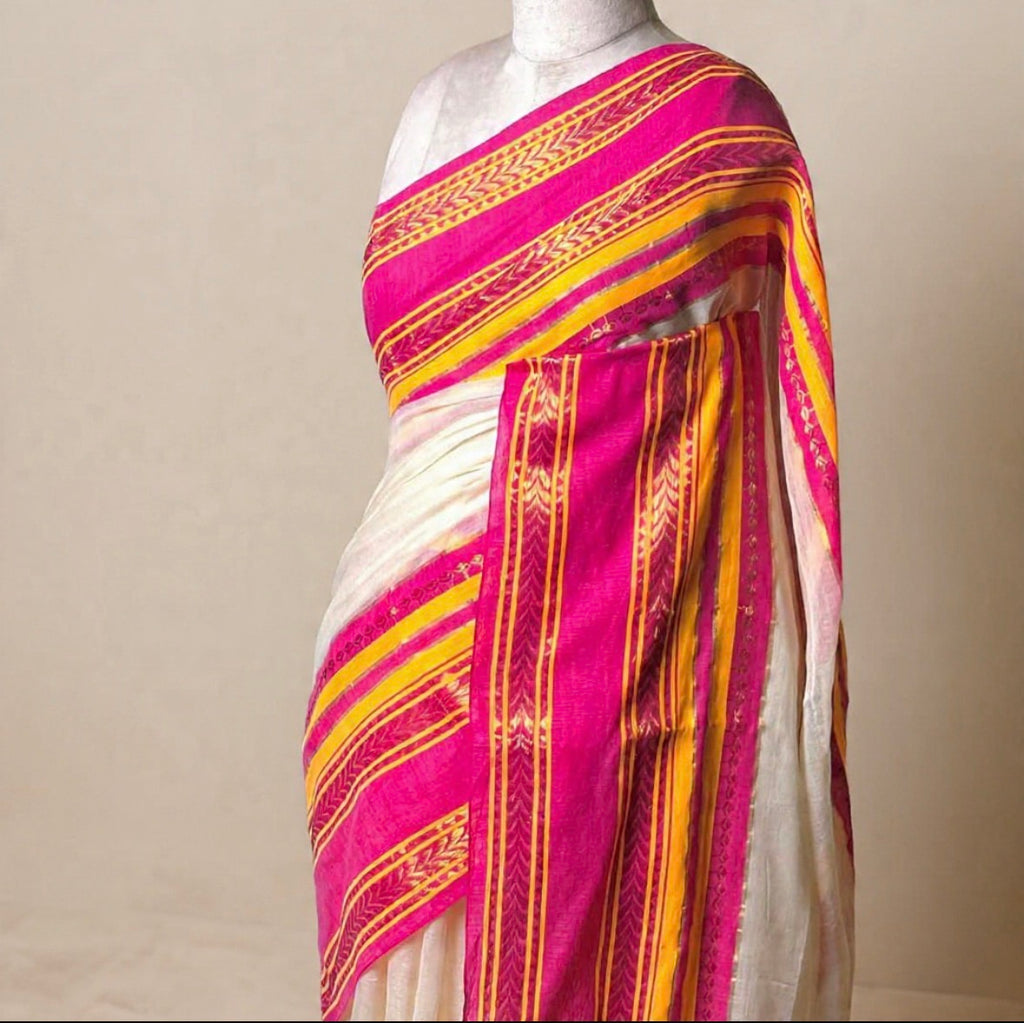 Viral Aparna Pink and Yellow Soft Mul Cotton Saree