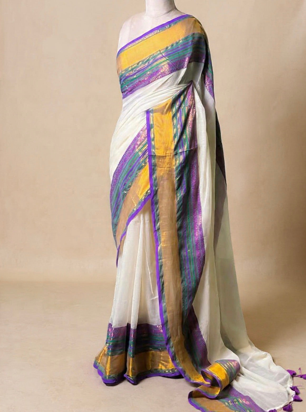 Soft mul traditional border saree