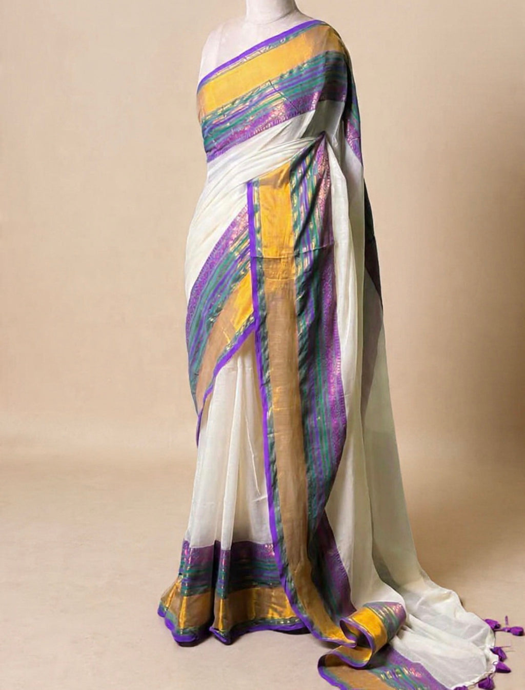 Soft mul traditional border saree
