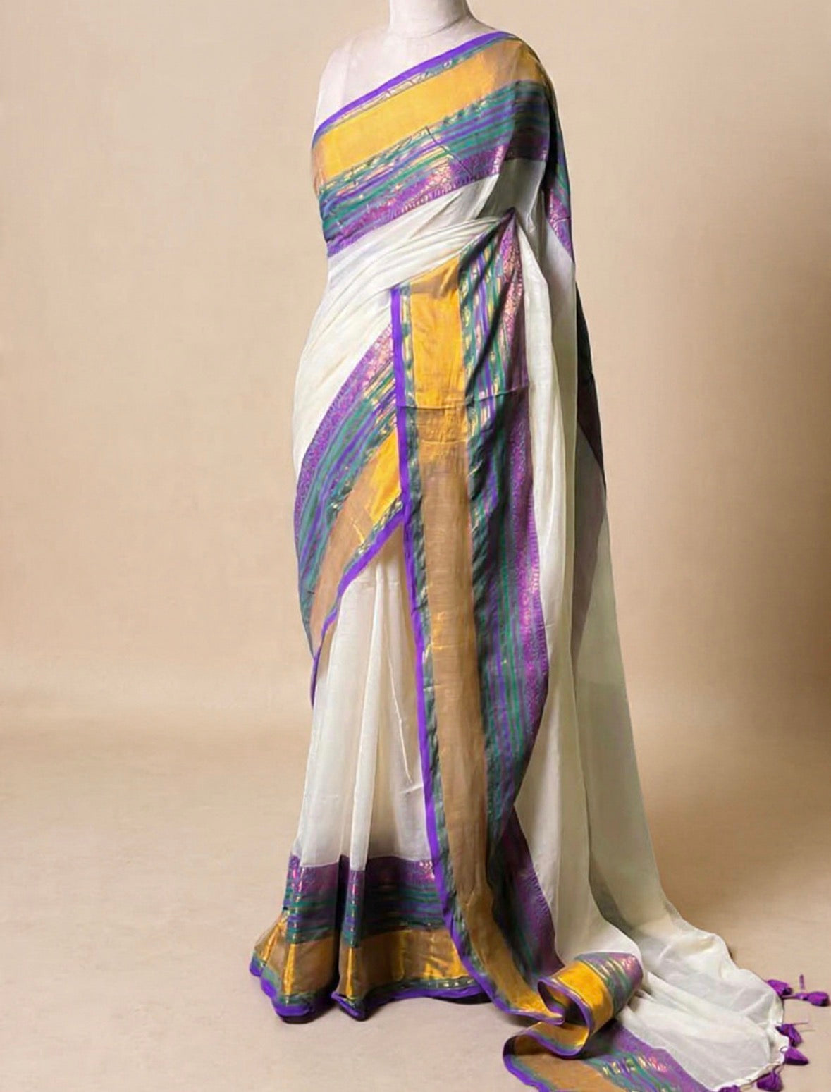 Soft mul traditional border saree