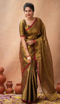 Raga tissue saree with red border